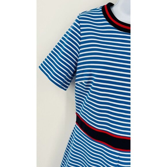 Draper James Persley Ponte Knit Dress Size M Blue White Stripe Red Trim - Picture 3 of 13